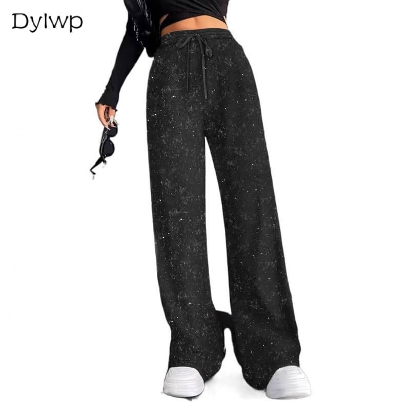 Calça Feminina Casual Com Cordão Fashion Solta Larga