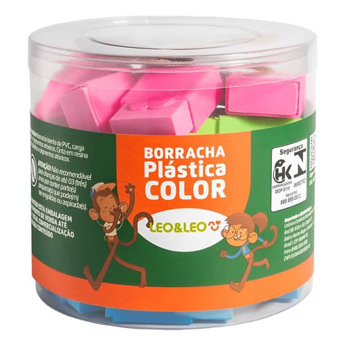 Borracha Color Pote 24 Unidades Leo&Leo Papelaria / Escola