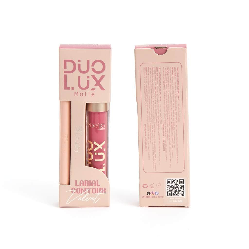 DUO LUX LÁPIS + BATOM MATTE ALTA FIXAÇÃO 8 CORES – FEBELLA MAKEUP