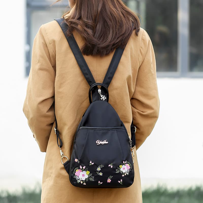 Mochila feminina 2024 novo estilo lona estilo étnico pequena mochila Mini versão coreana All-Match náilon Oxford pano sa