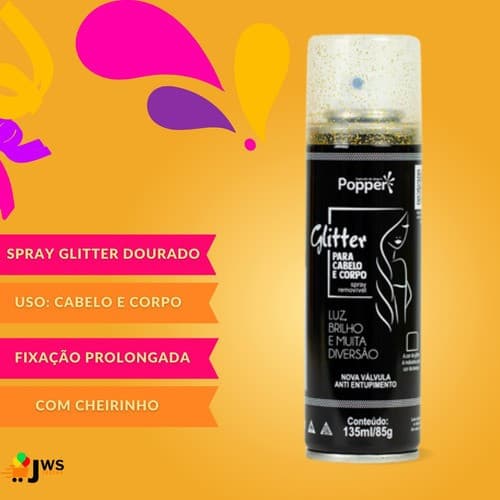 1 Un Spray Glitter Para Cabelo Corpo Brilho Carnaval Festas Cor Dourado