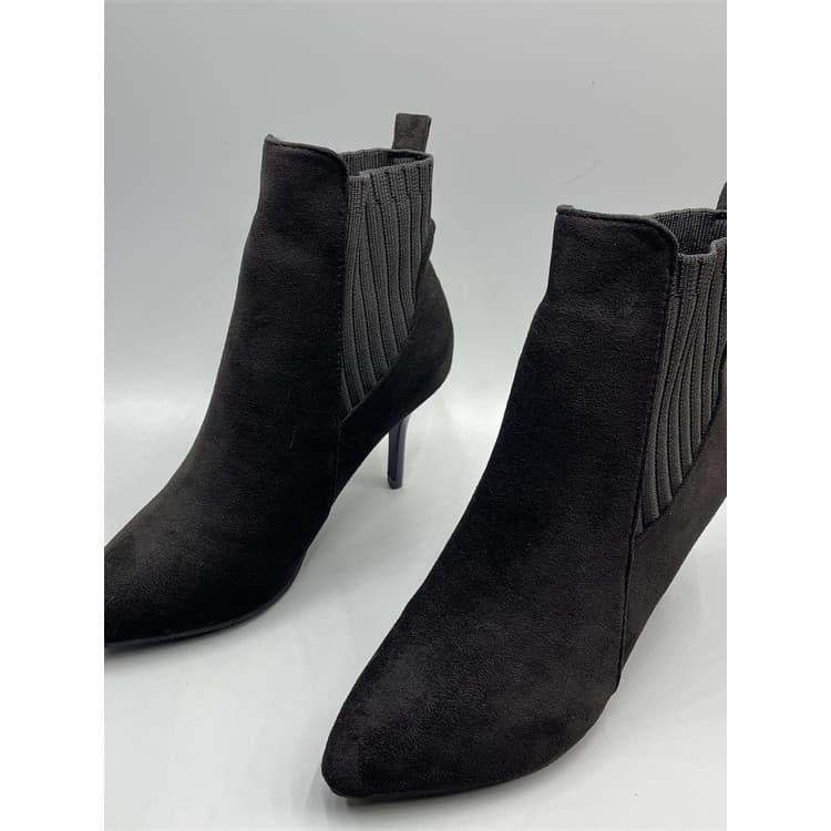 Além de veludo fino botas pequenas Stiletto botas curtas mulheres outono inverno estiramento meias botas dedo do pé apon