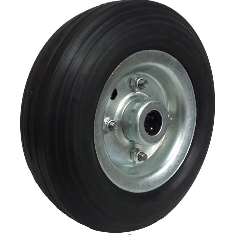 Roda Chapa Estampada 250X4 (21cm) Pneu de Borracha Maciça Rolete 7/8" p/ Carrinho de Carga - CZ250X4MR78