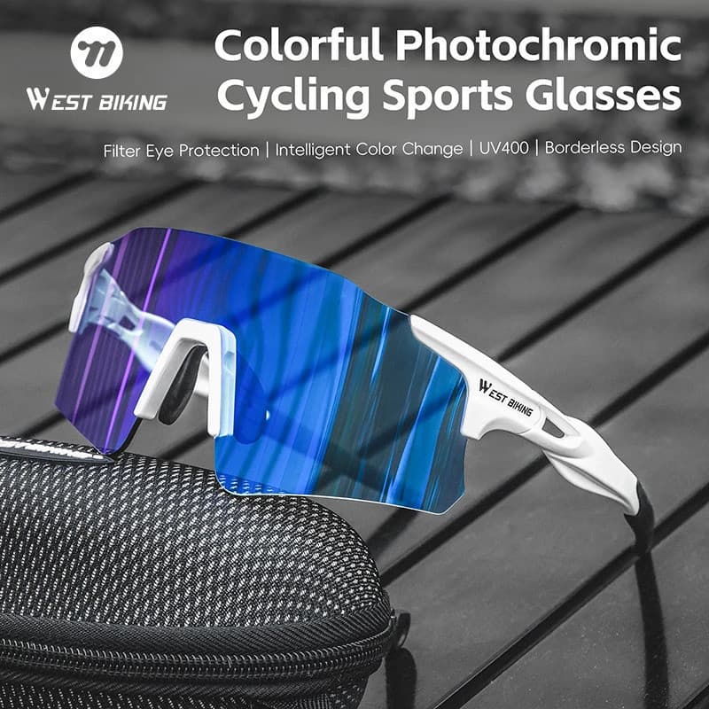 Óculos de Ciclismo Fotochromáticos WEST BIKING, Óculos Polarizados para MTB e Bicicleta de Estrada, Óculos de Sol com Pr