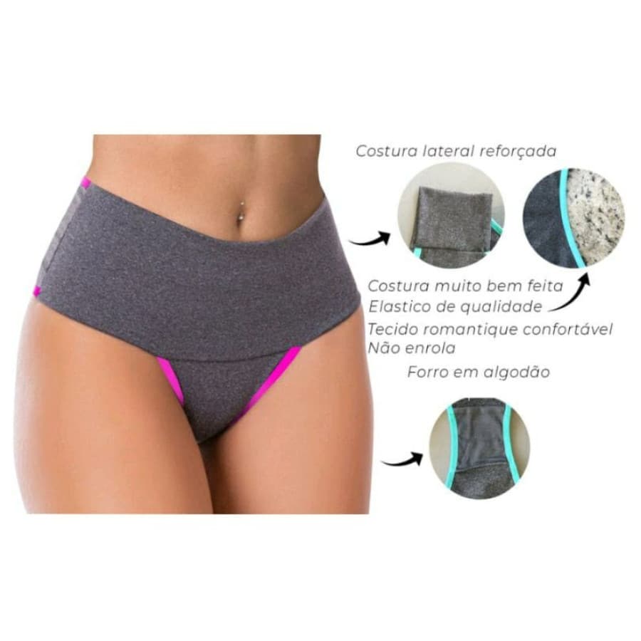 Kit 2 Calcinha Modeladora Feminina Alta Compressão Leve Abdômen Ajuste Confortável Sem Costura Visível