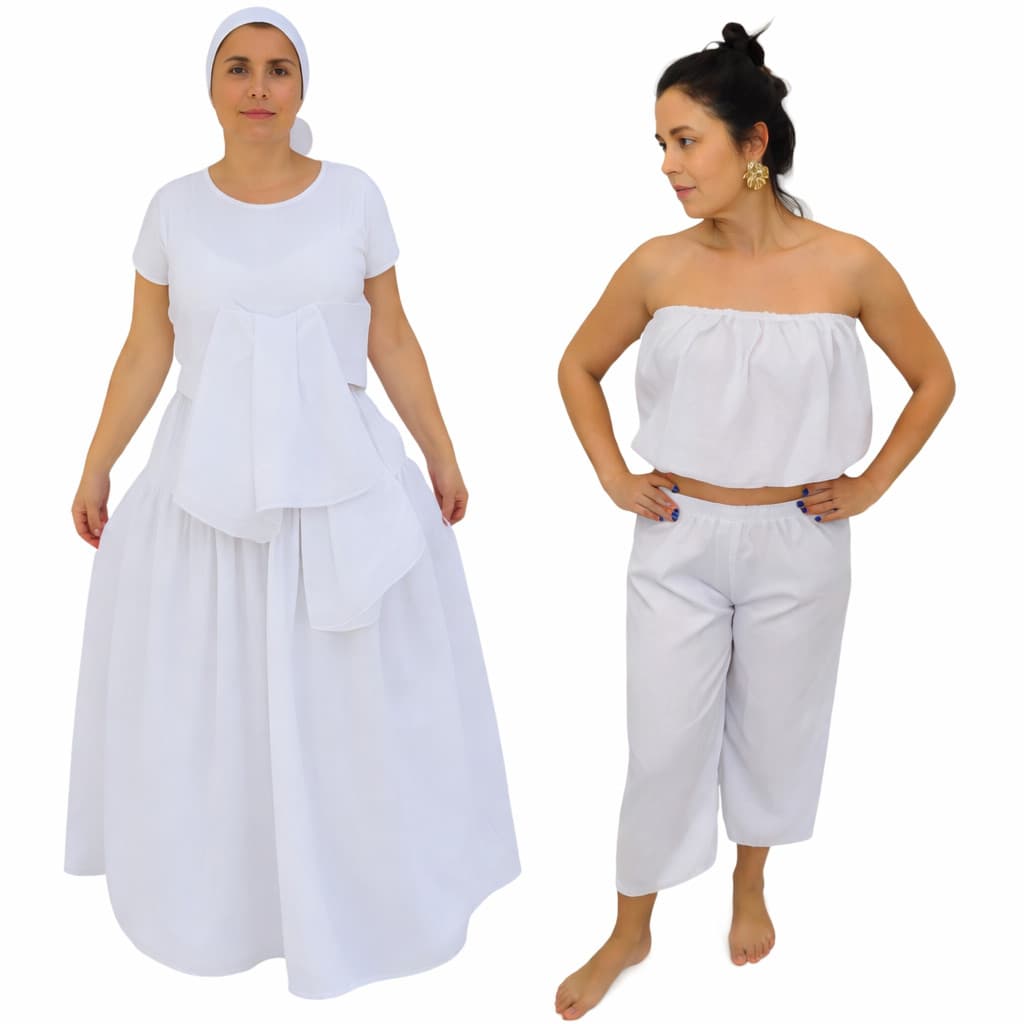 Kit Feminino Ração 6 Peças Branco Umbanda E Candomblé