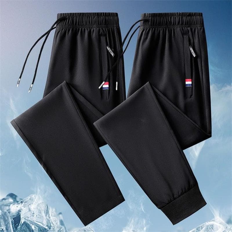 Calças de seda gelo masculinas verão estilo fino legal Casual calças compridas soltas tamanho grande estiramento calças