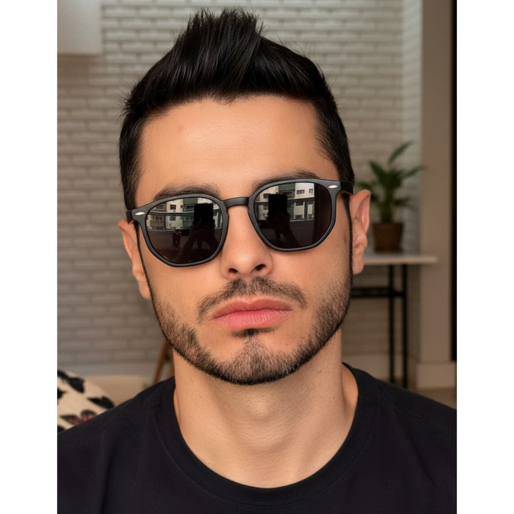 OFERTA IMPERDIVEL OFERTA oculos famoso masculino fosco hexagonal preto escuro lente polarizada clássica degradada lojax