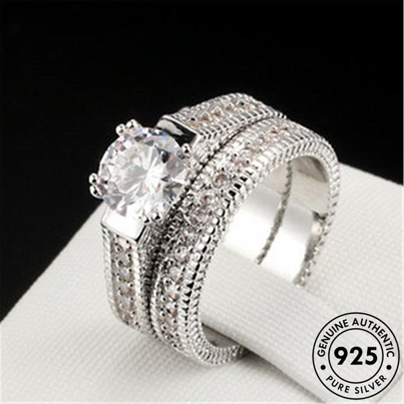 ATHENA JEWELRY Moissanita 925 Luxuosos Anéis De Prata Originais Casal De Diamante R1546-BRR