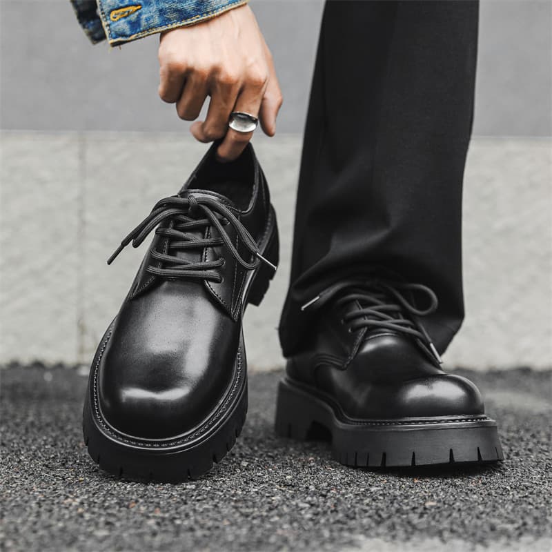 Derby sapatos masculinos primavera negócios Formal Wear baixo-Top estilo britânico sapatos de couro casuais dedo do pé r
