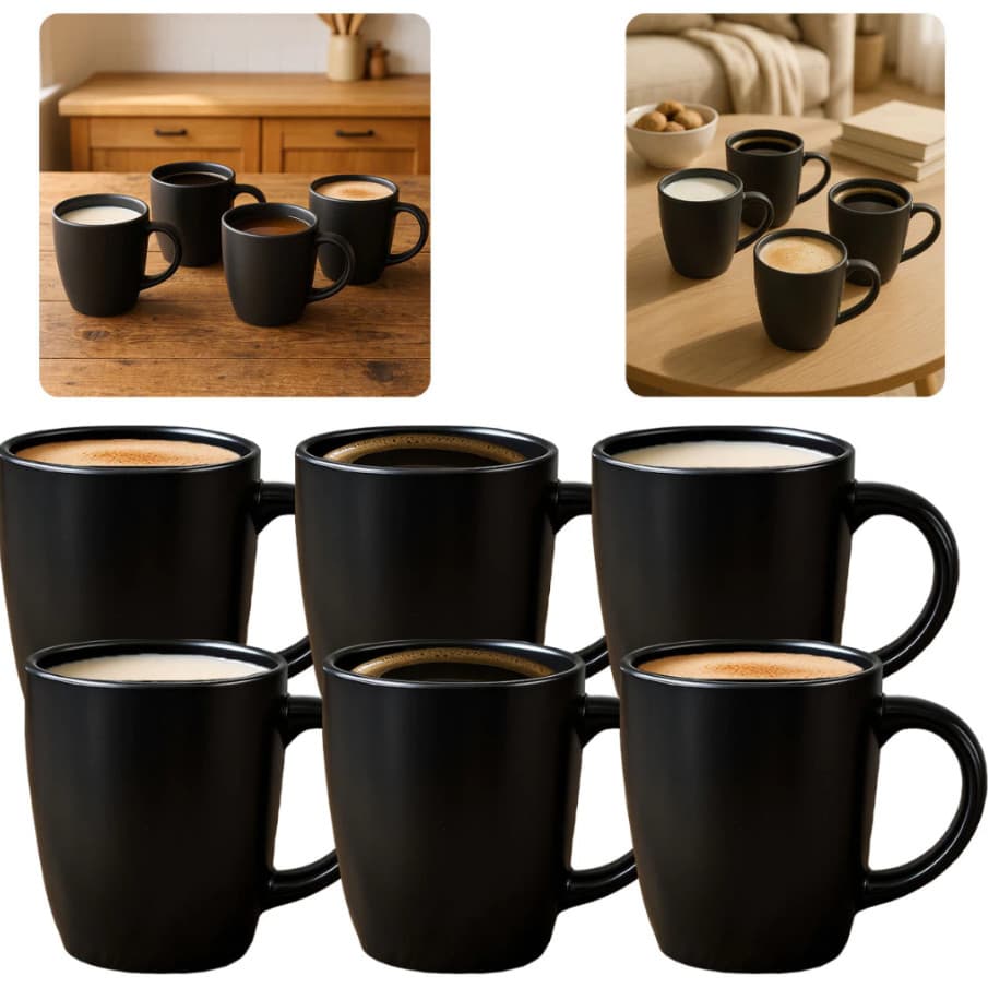 Conjunto 6 Canecas Charlotte 350 mL Preto