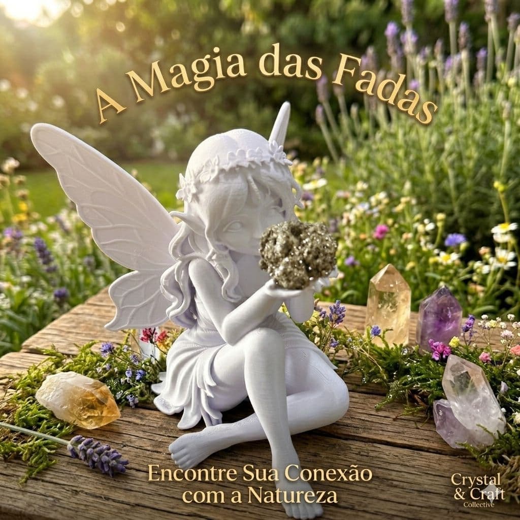 Fada Decorativa com Cristal Miniatura  Escultura Mística  Decoração Espiritual, Jardim Encantado, Presente Criativo