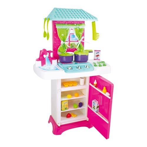 Conjunto Cozinha Infantil Completa Brinquedo Pia Fogao Geladeira Telhado Ludico Seguro Educativo
