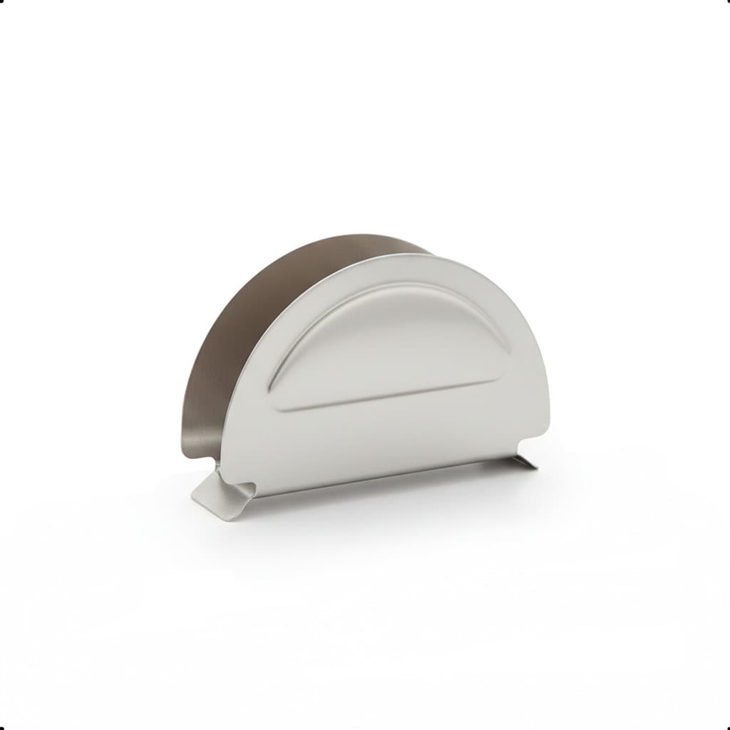 Porta Guardanapo Inox Meia Lua Prata 8x11x3cm Mesa Posta Cozinha Área Gourmet Bares e Restaurantes