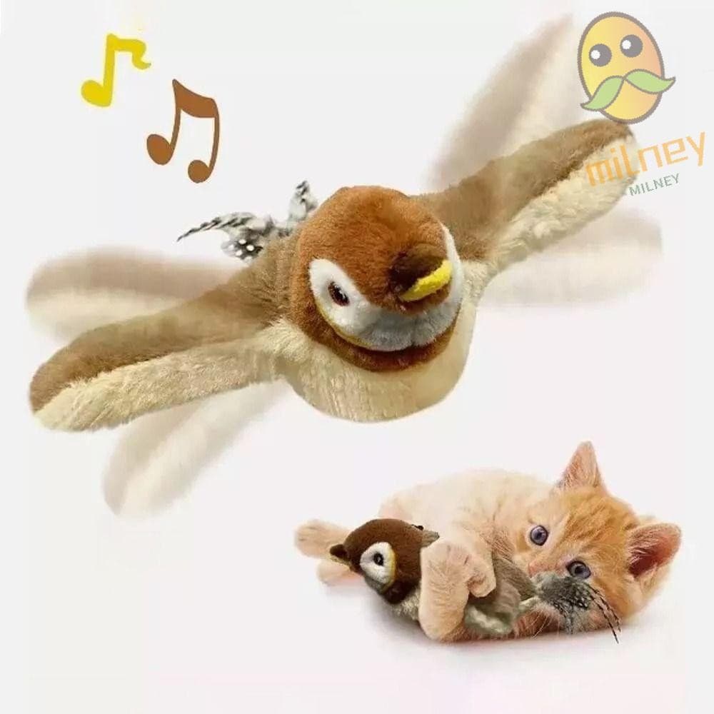 MILLNEY Batendo Pássaro Pardal Gato Brinquedo , Eletrônico USB Interativo Voador Brinquedos , Ativado Por Toque