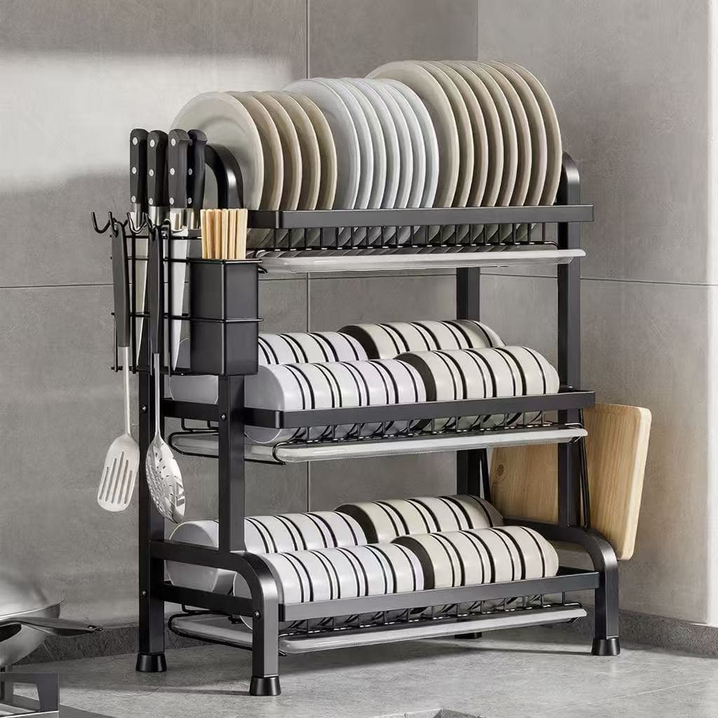 Escorredor De Louça Suspenso Kitchen Rack Aço Inoxidável Antiferrugem Alta Capacidade Multiuso Organizador Louça Preto