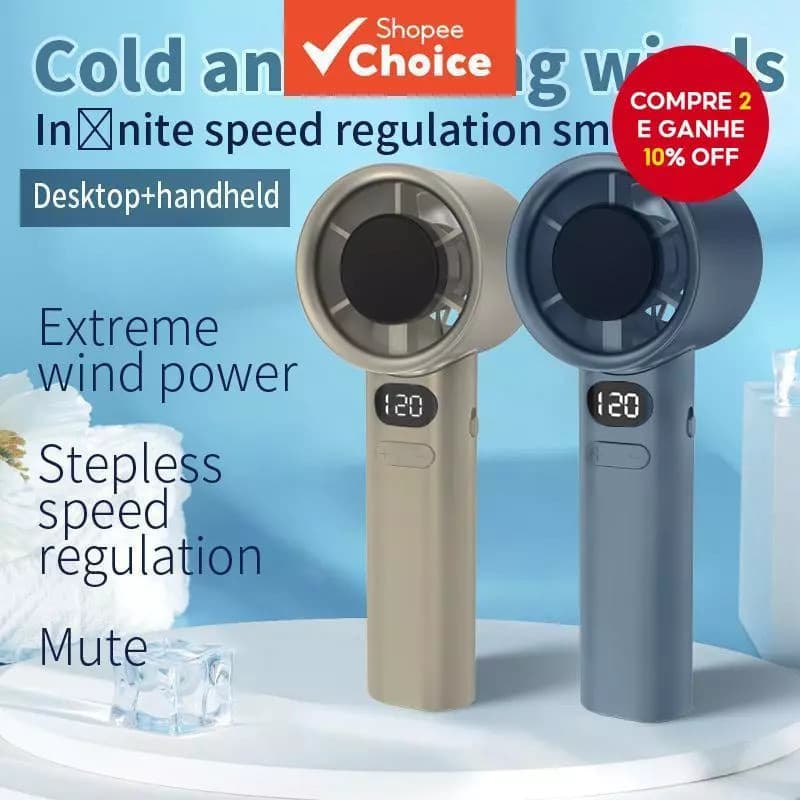 Mini Ventilador Portátil Ajustável M11 120 Níveis De Carregamento USB Resfriamento Com Display De Energial