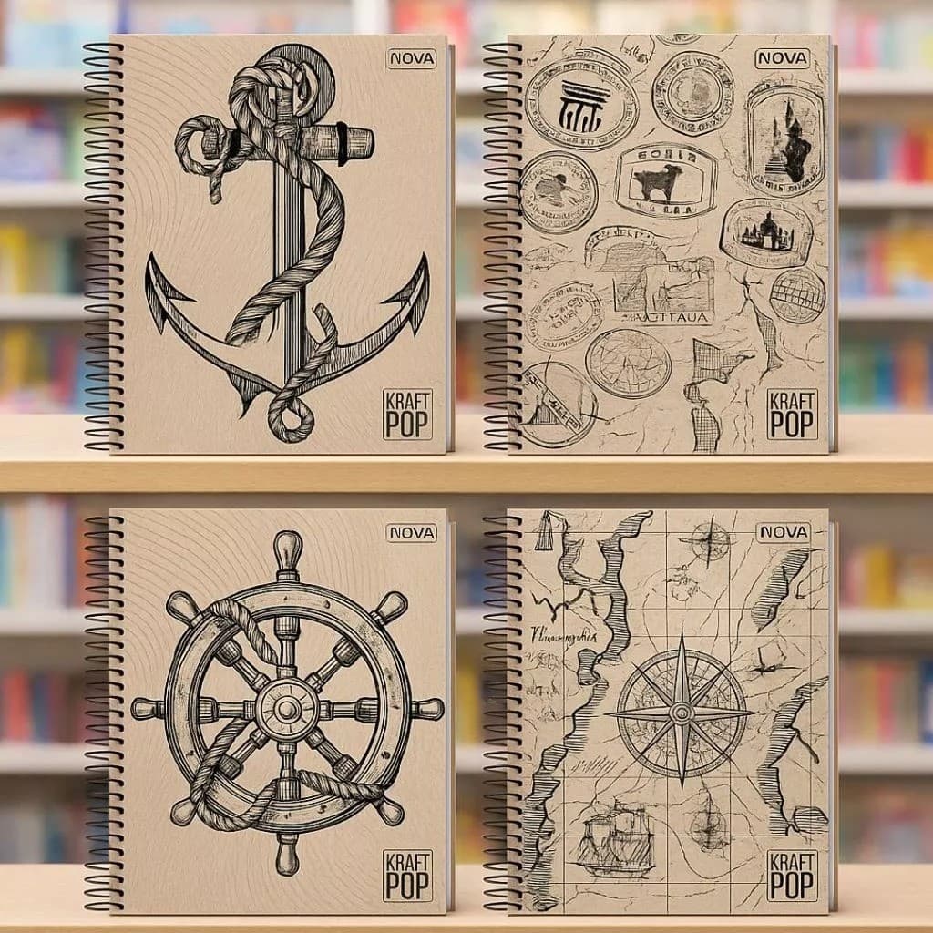 Caderno Universitário Kraft 1 Matéria 80 Folhas Capa Dura Caderneta Anotações e Caderno 1/8 Espiral