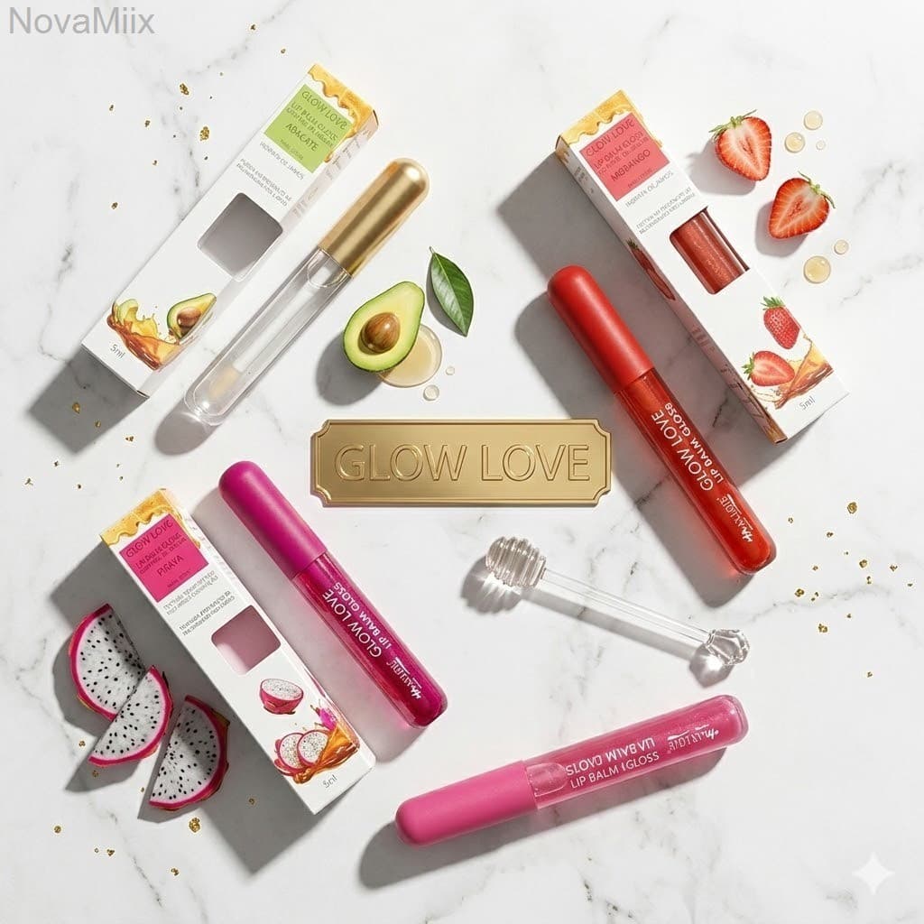Lip Balm Gloss com Mel de Abelha e Frutas Max Love - Hidrata os LábiosKKVQ3TFLDWLW