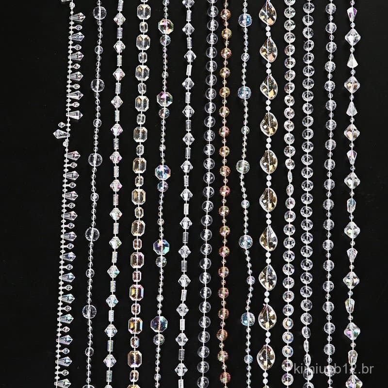 Cortina de contas de acrílico imitação cristal para decoração de casamento, corrente de contas decorativas em formato de