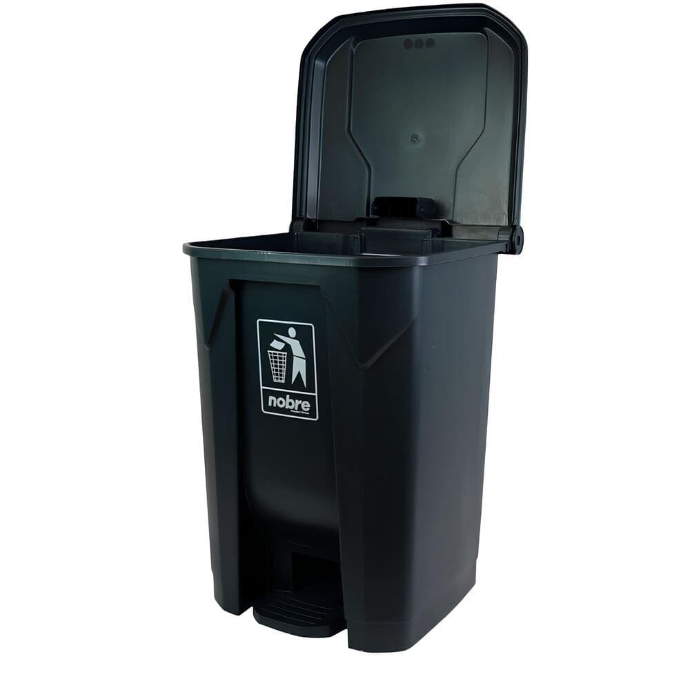 Lixeira Plástica com Pedal 50L Cinza Áreas Externas Grande - Nobre