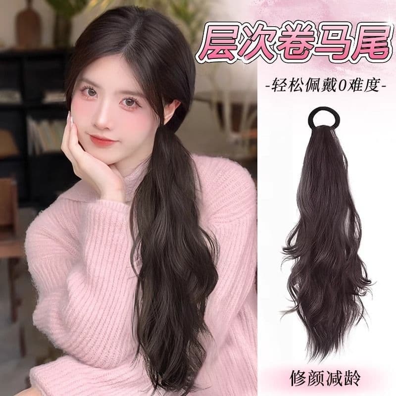 Falso duplo doce trança menina rabo de cavalo peruca Natural baixa criança feminino rabo de cavalo pedaço de cabelo long