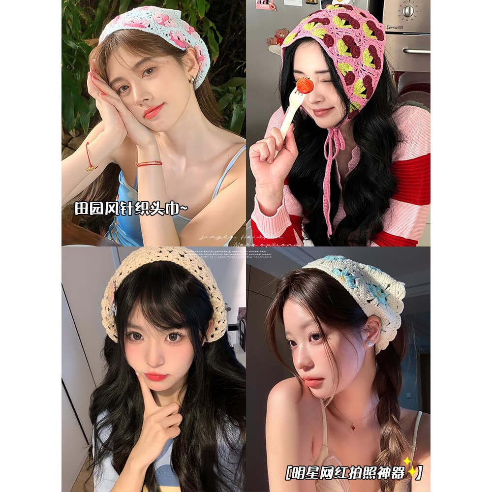 Lenço de cabeça feminino lenço acessórios para o cabelo estilo Pastoral francês triângulo cachecol 2026 novo estilo tran