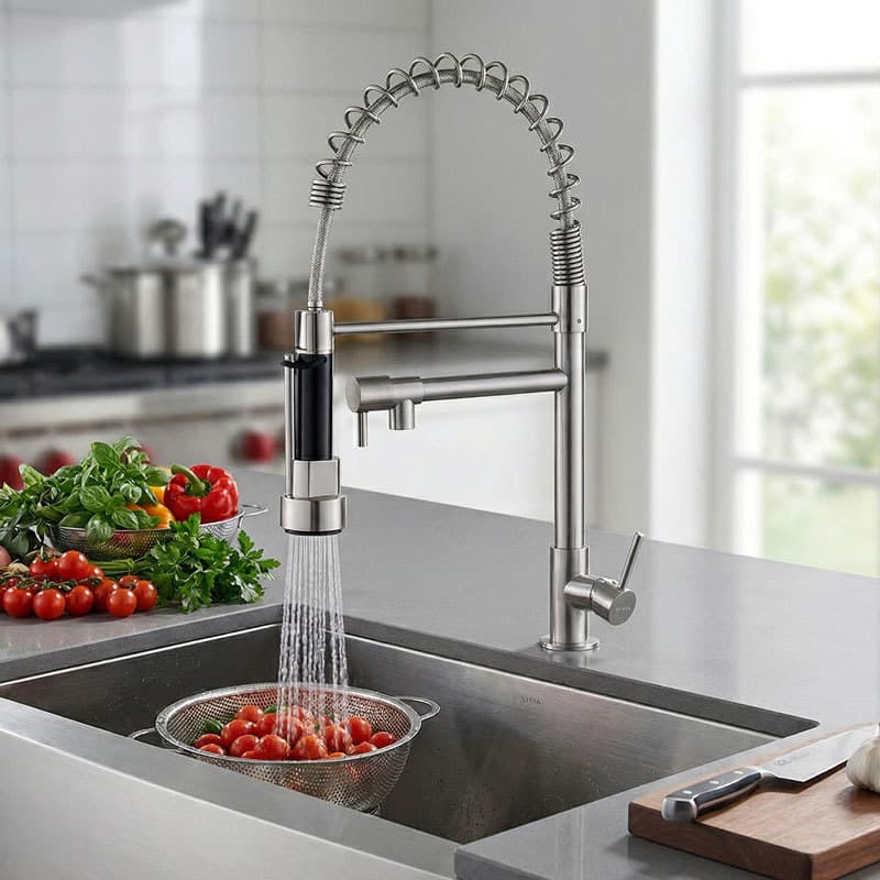 Torneira Gourmet Cozinha Inox 304 Bancada 360° Duplo Jato Spray Fria Apenas água fria