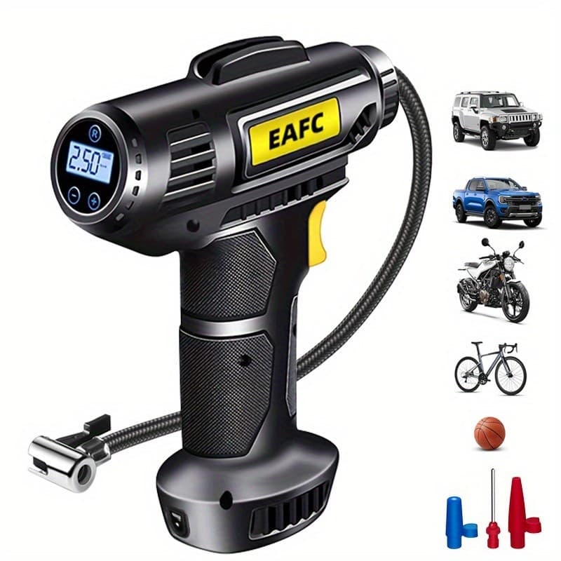 Ponteiro com fio EAFC / Compressor de ar portátil para carro com fio / sem fio, bomba de ar portátil para carro com bate
