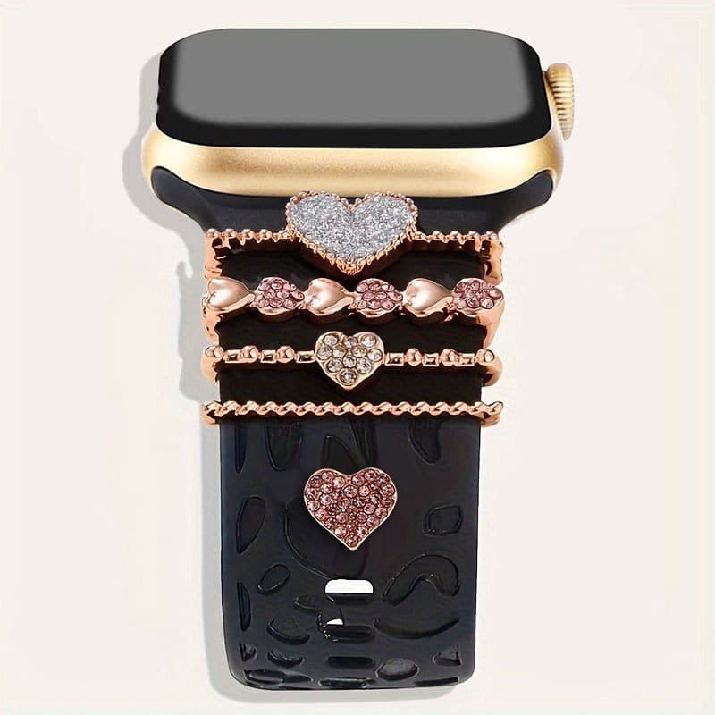 Anel Decorativo De Coração De Amor Para Pulseira De Relógio Apple , Acessório De Silicone Universal