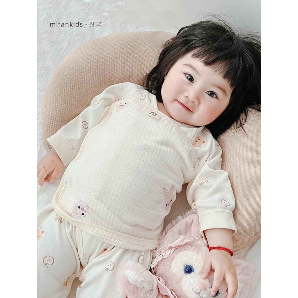 Estilo coreano bebê Seersucker gaze proteção da barriga verão ar condicionado quarto respirável puro algodão envolto bar