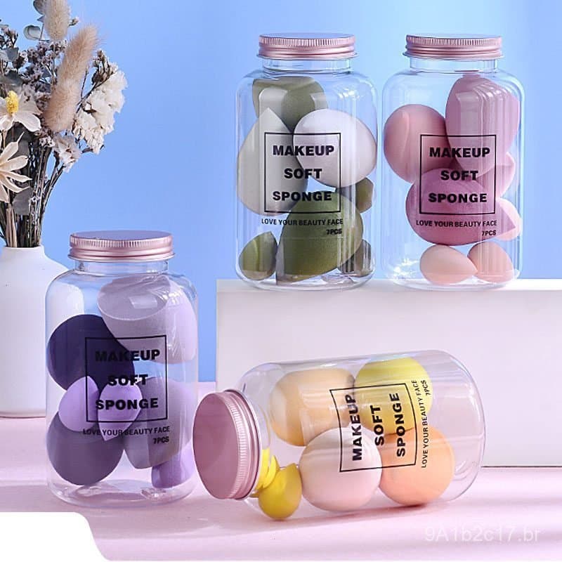 Conjunto de Esponjas de Beleza Drift Bottle, 7 Esponjas Absorventes de Água, Esponja Grande para Maquiagem BB, Esponja d