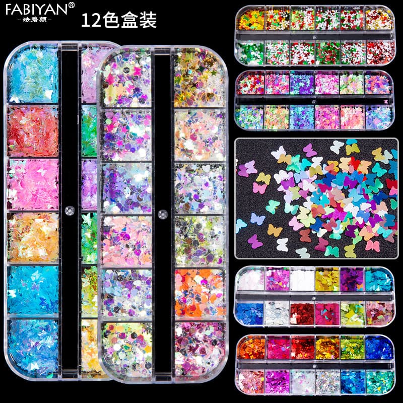 Faber Yan Manicure decalques lantejoulas jóias influenciador misturado borboleta floco de neve Maple Leaf novas decoraçõ