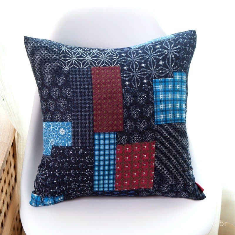 Almofada decorativa de algodão e linho com estampa étnica de estilo japonês, almofada lombar, capa de almofada para sofá