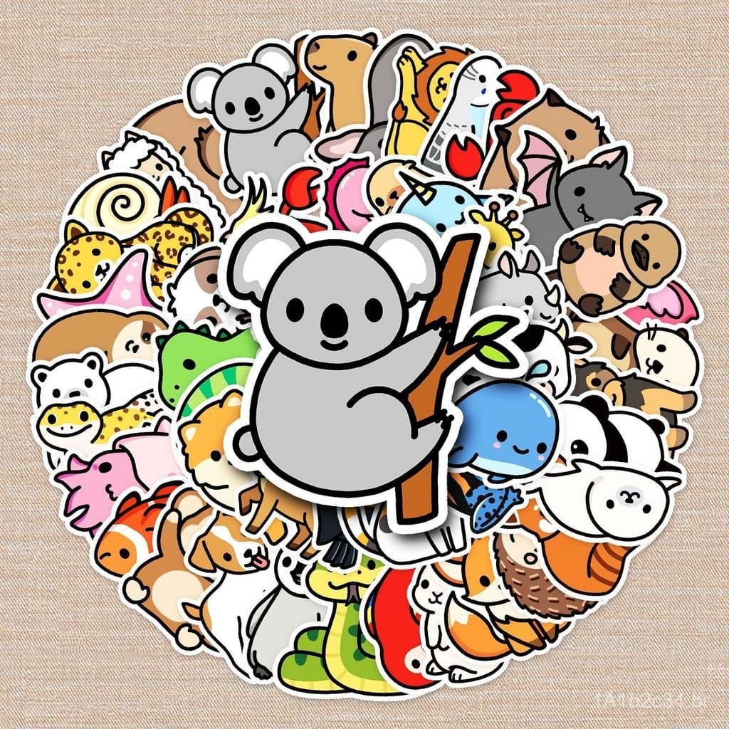 50 Adesivos Decorativos à Prova d'Água com Desenhos de Animais para Malas e Laptops