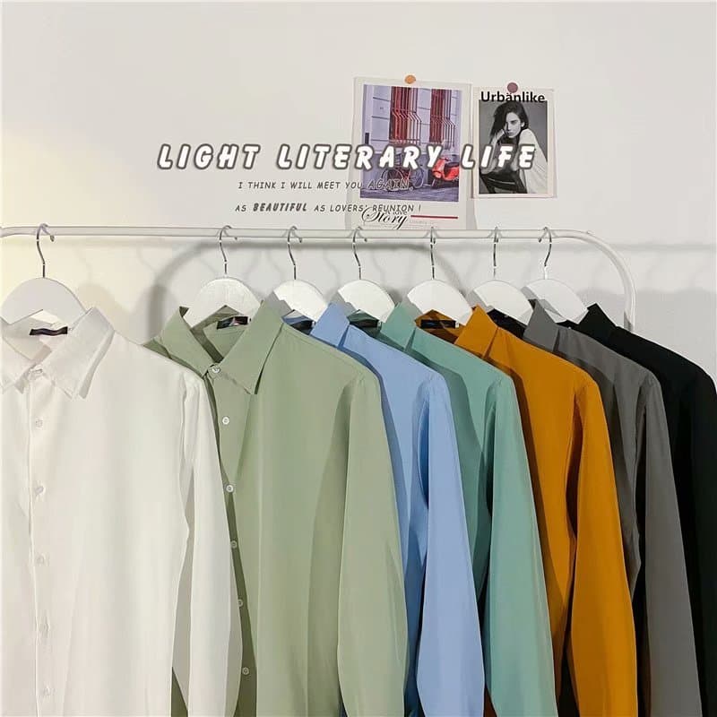 Primavera outono camisa masculina Casual All-Match manga comprida topo estilo Hong Kong estilo Harajuku cor sólida ins S