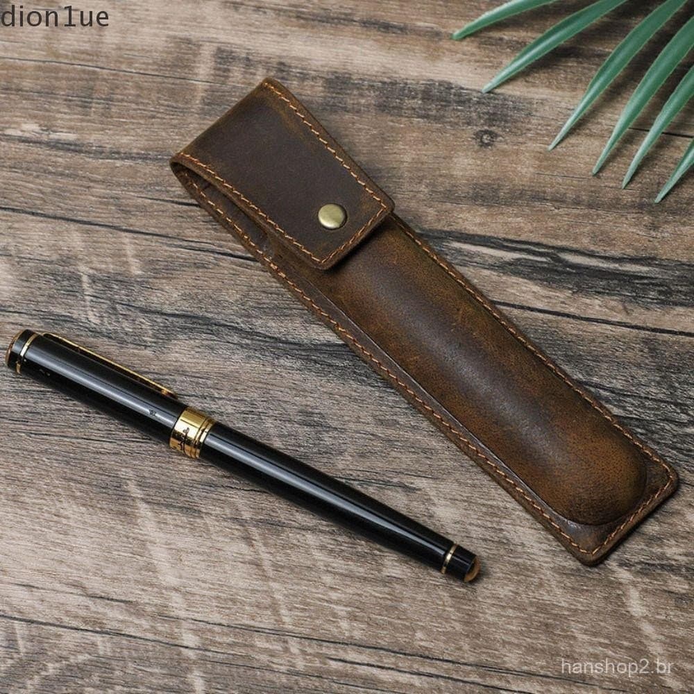 DION1UE Estojo Para Caneta , Suporte Bolsa De Vintage De Grande Capacidade , Organizador De Mesa De Couro Durável Feito