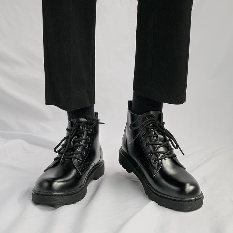 Botas Martin de couro genuíno masculino de cano alto All-Match sapatos de couro britânico primavera versão coreana ins f
