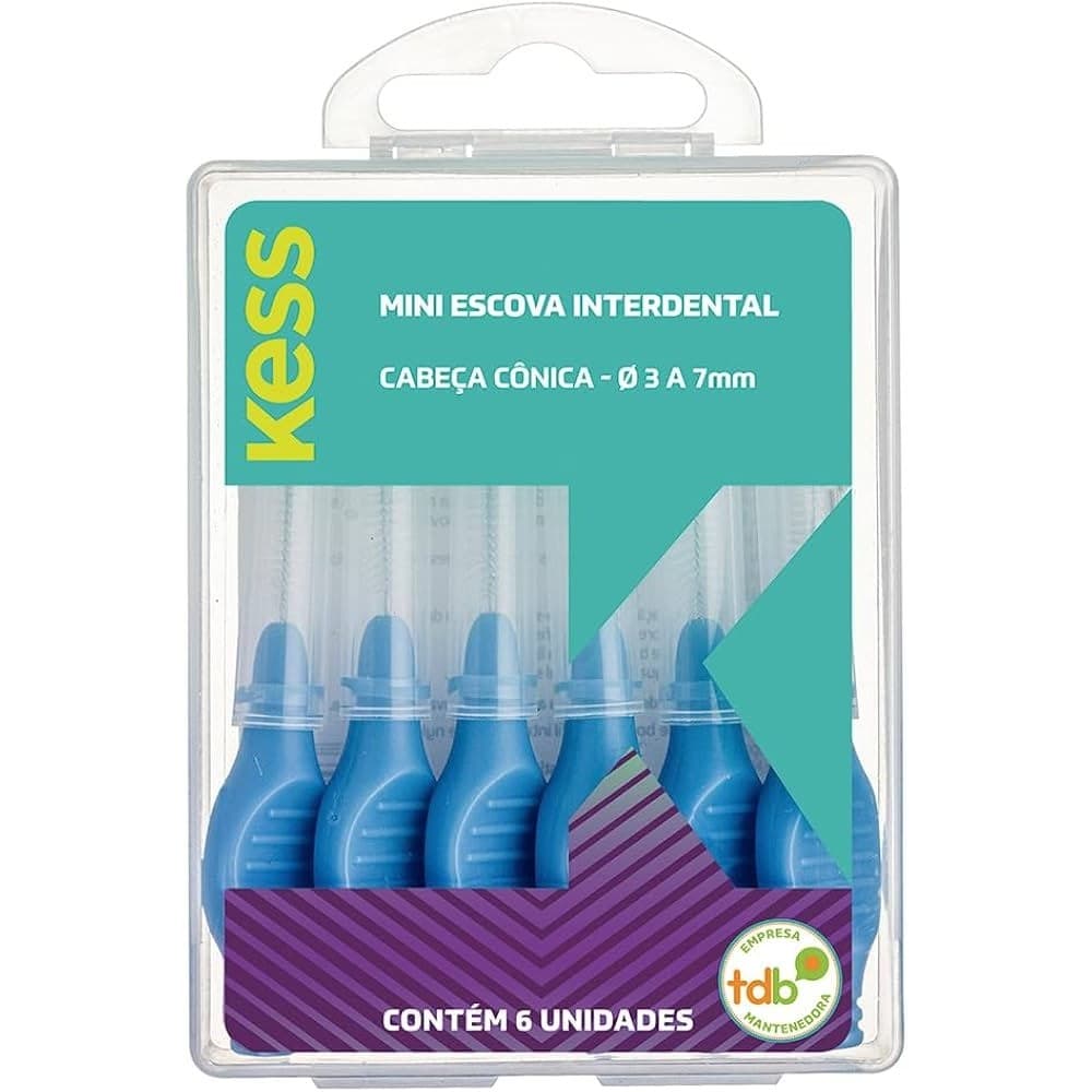 Mini Escova Interdental Kess Cônica 3 a 7mm | Kit com 6 Unidades | Limpeza Entre os Dentes 2004