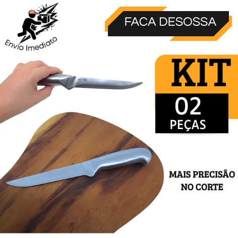 Kit 2 Faca Desossa Profissional Inox 6" Faca de Açougueiro Chef Cozinha Afiada Flexível Alta Precisão