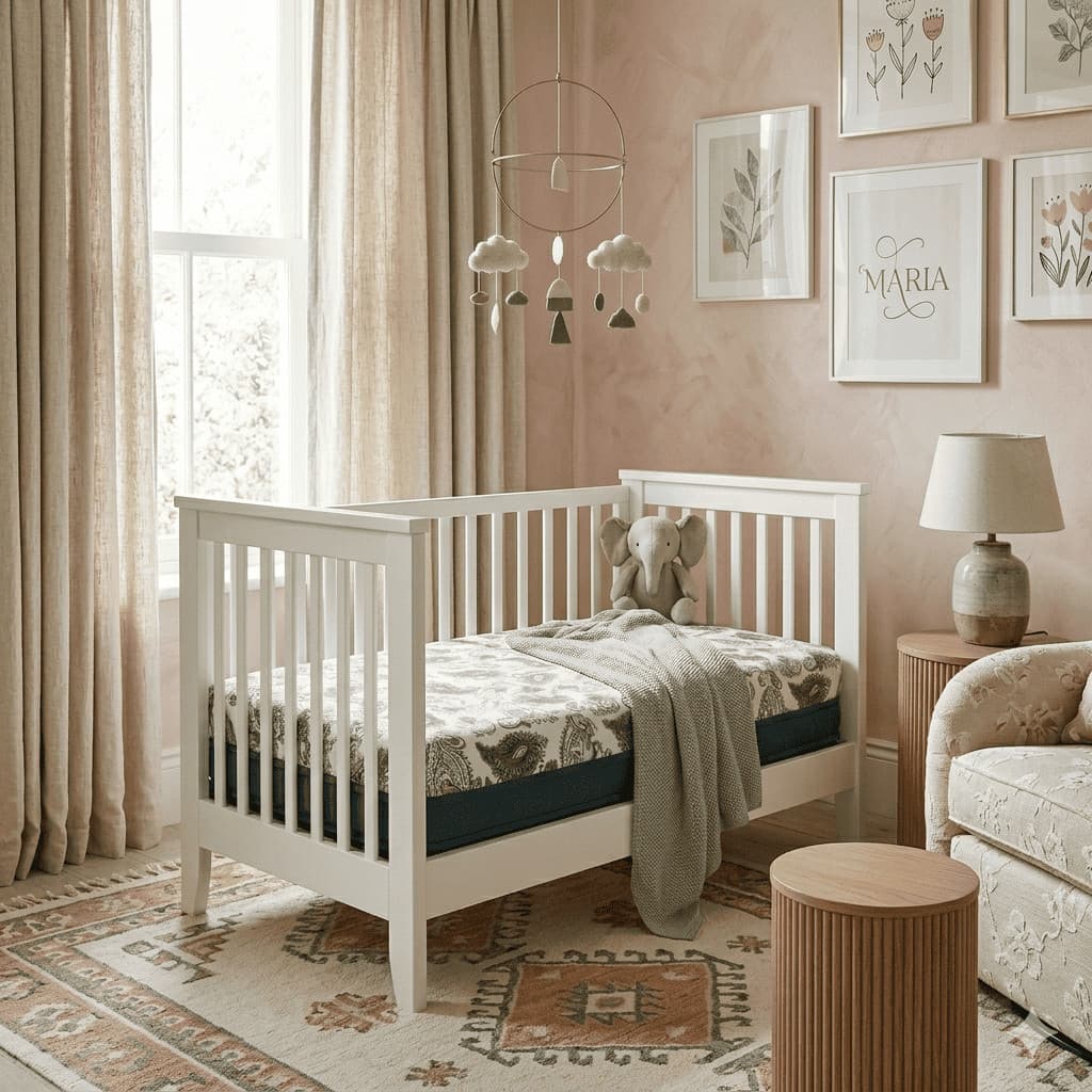 Colchão de Berço 130x70x10 Antialérgico Estampado Bordado Para Bebê, Lindo Design, Antialérgico Confortável, Toque Macio