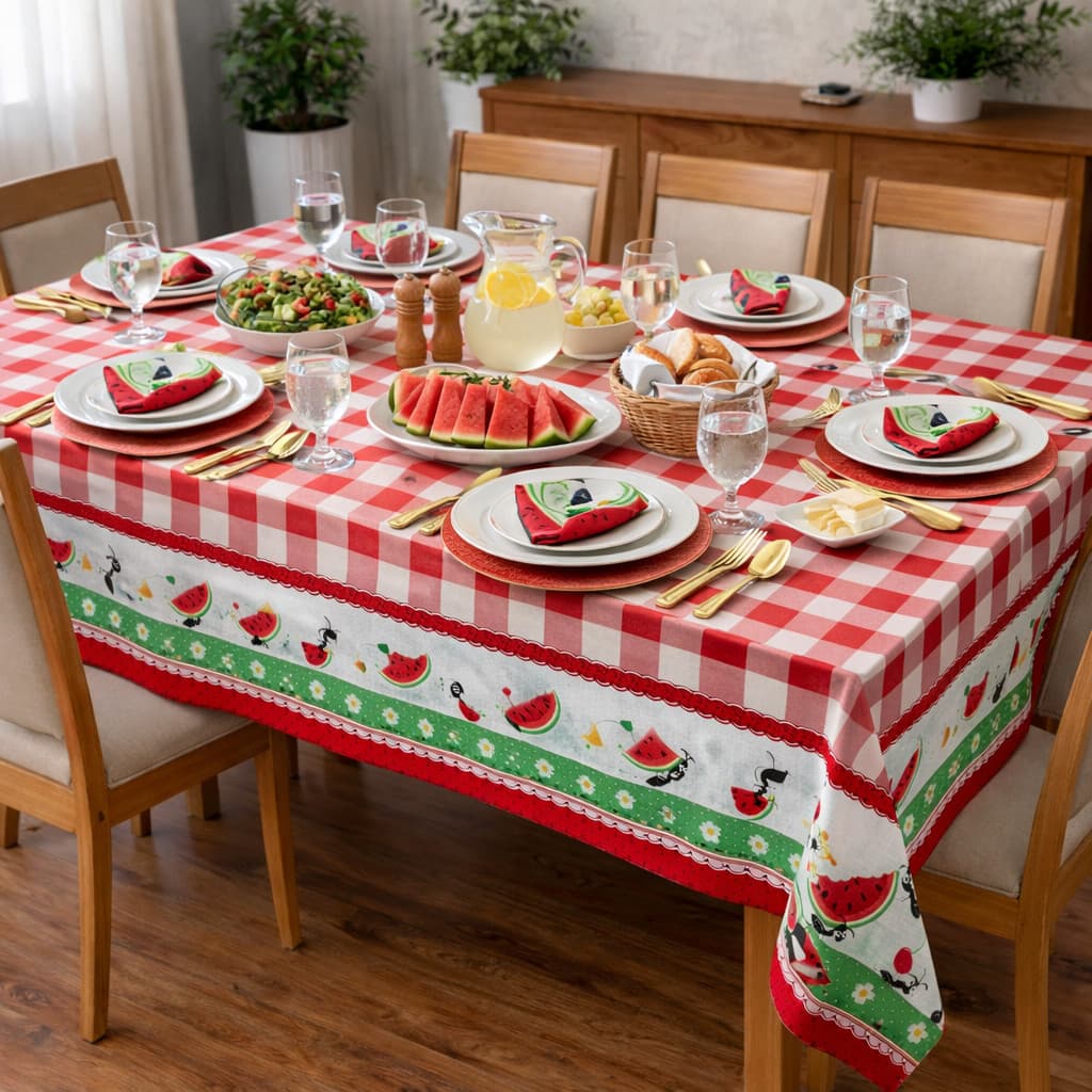 Kit 2 Toalhas de Mesa 6 Cadeiras Pvc Impermeável Antimanchas Estampa Sortida