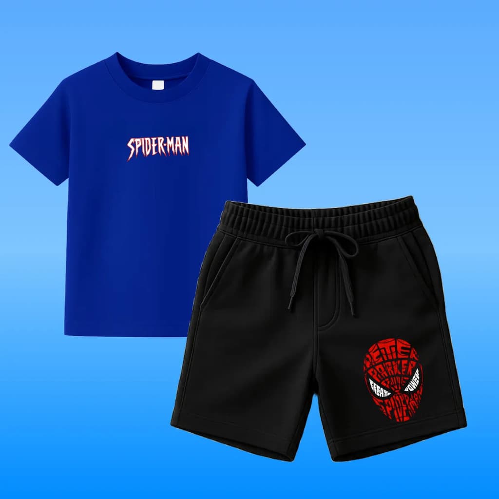 Conjunto Infantil Spider Manaranha Camiseta E Bermuda Parker Promoção