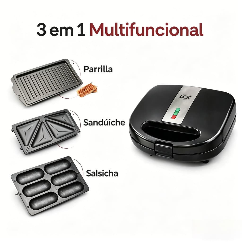 3 Em 1 Portátil Sanduicheiras Elétrica Multifuncional Grill Sanduíche Salsicha Fast Antiaderente