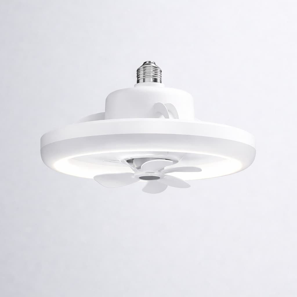 Lâmpada Ventilador de Soquete E27 com LED, Controle Remoto, 3 Velocidades e Bivolt