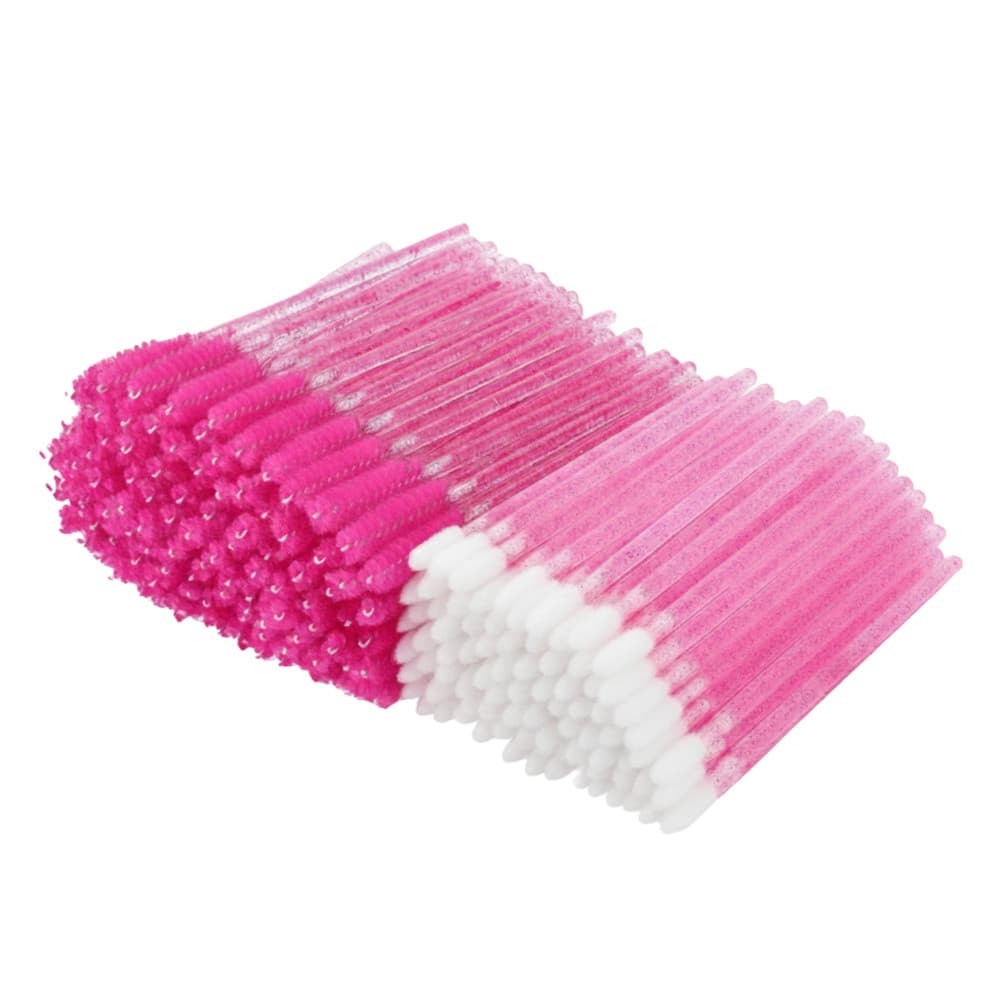 Kit 50 Aplicador de Gloss + 50 Escovinha Descartável para Extensão / Alongamento / Limpeza de Cílios