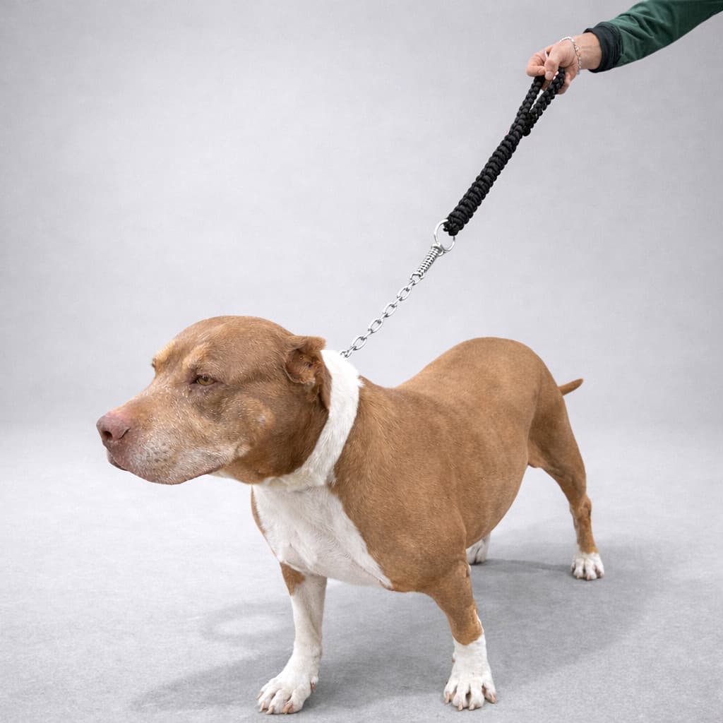 Guia Enforcador Anti-Puxão para Cachorros Fortes - American Bully | Corrente Reforçada com Mola