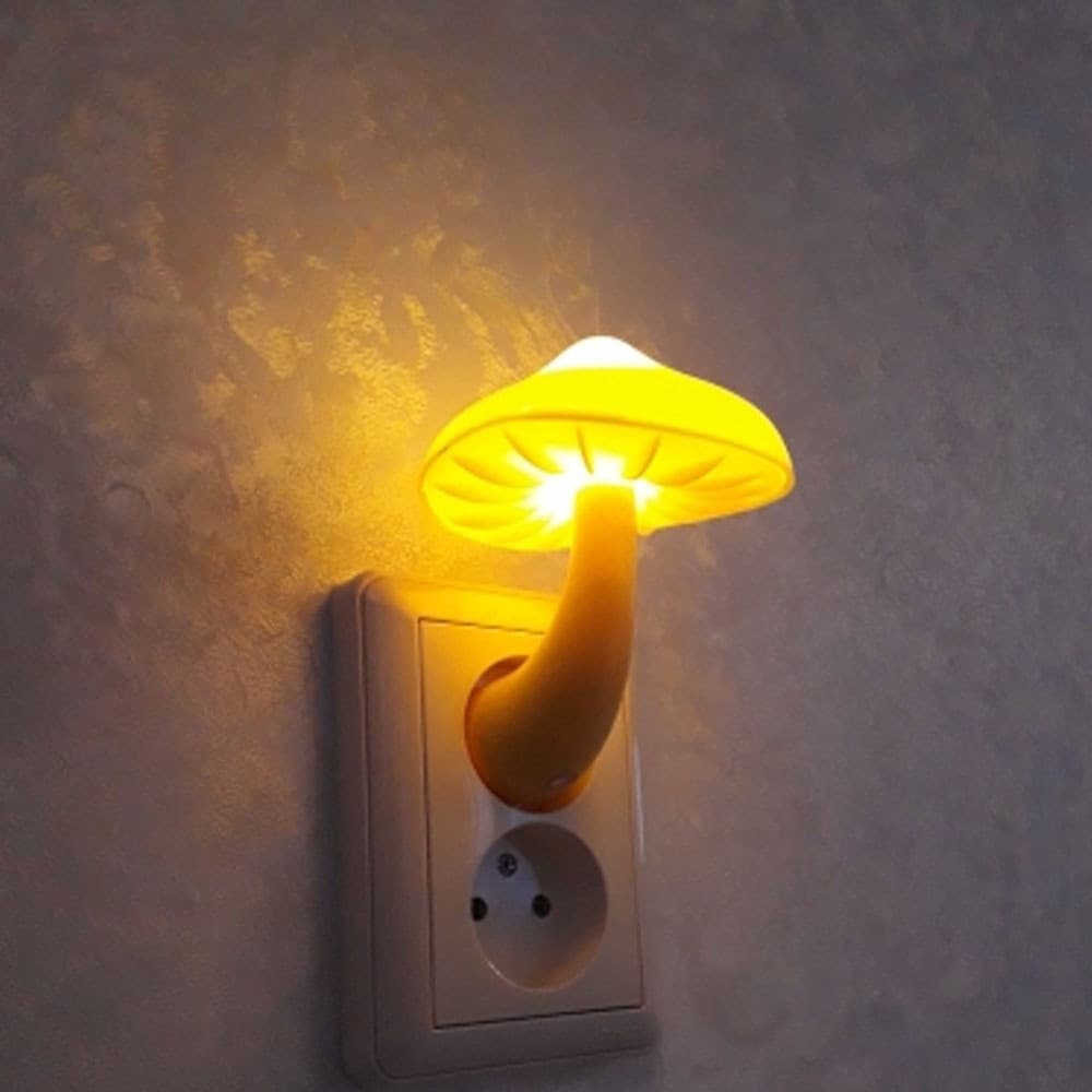 Luz Noturna Transparente LED Lâmpada de Parede Cogumelo/Plugue Europeu/Luz Branca Quente/Tipo Sensor/Decoração de Casa/Q