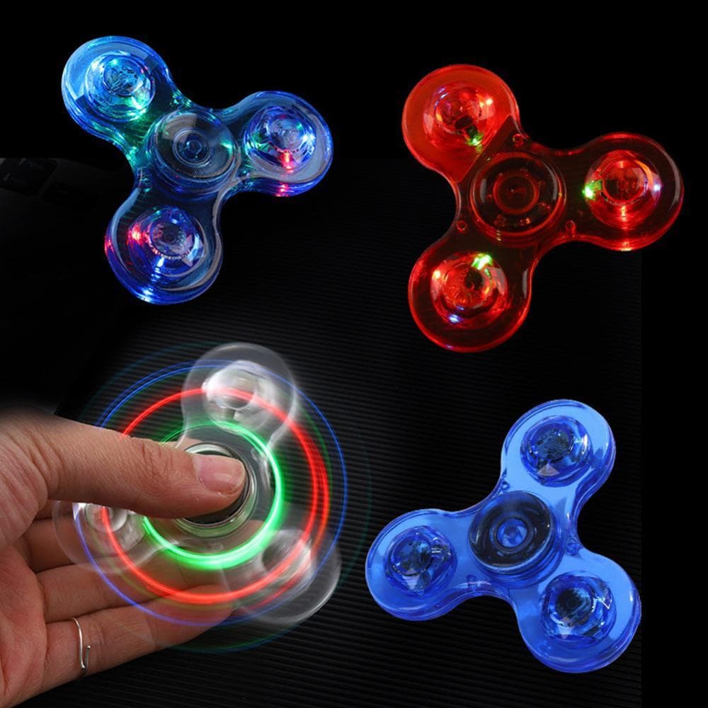 TKEY Cristal Luminoso Luz LED Fidget Spinner Mão Superior Spinners Brilho No Escuro EDC Alívio Do Estresse Brinquedos Cr