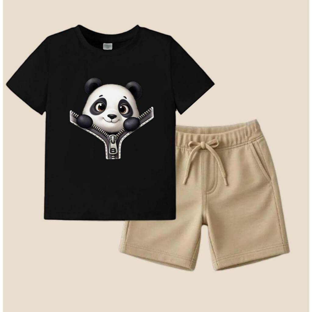 Conjunto Infantil Masculino Camiseta e short Varias estampas Panda